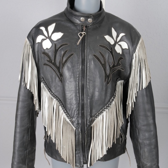 Jackets & Blazers - 80s Vintage Leather Fringe Cool Biker Jacket